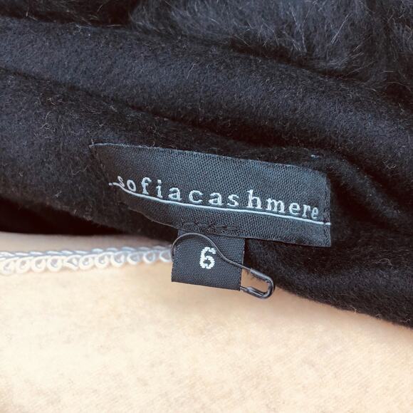 Sofia Cashmere Women Long Full Length Coat 6 Black Fur Collar Wool Cashmere NWOT - Picture 10 of 13